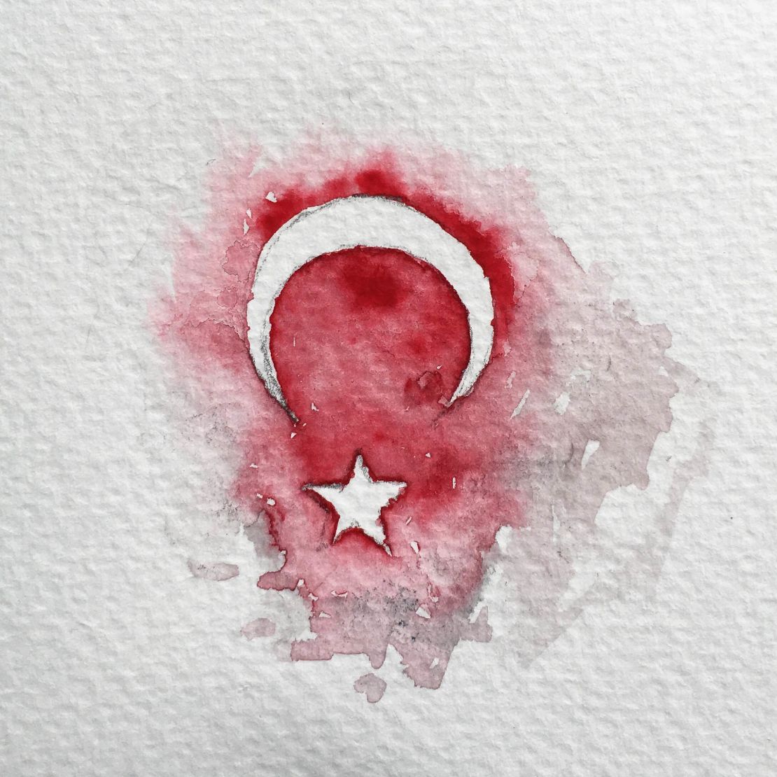 Emir Isik's sketch of the Turkish flag.