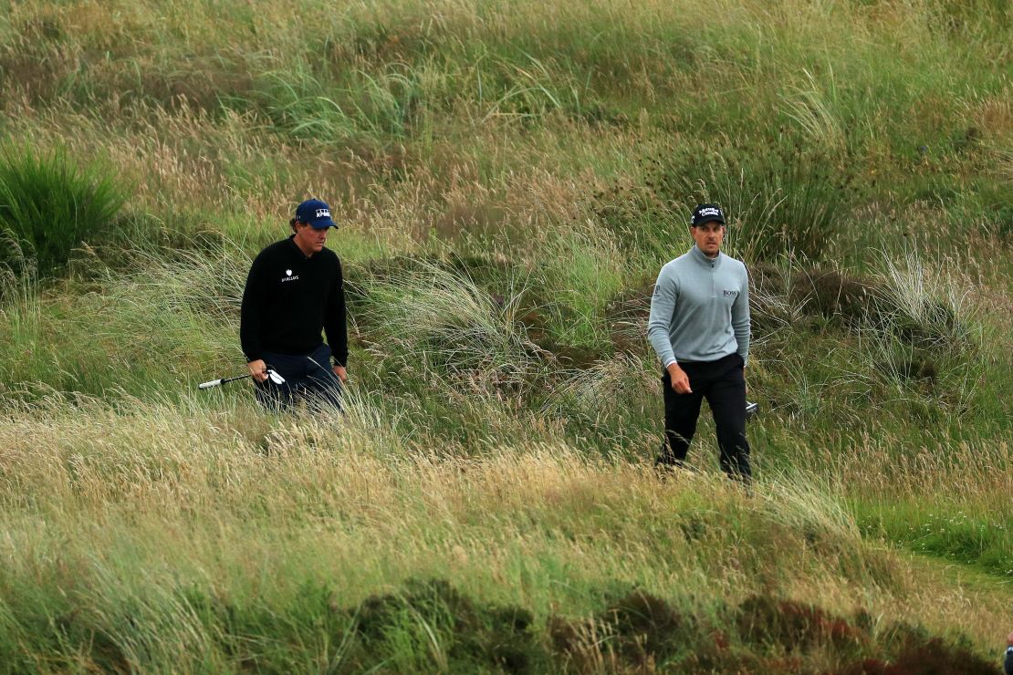 Mickelson (left) and Stenson have a big buffer over the rest of the field at Troon.