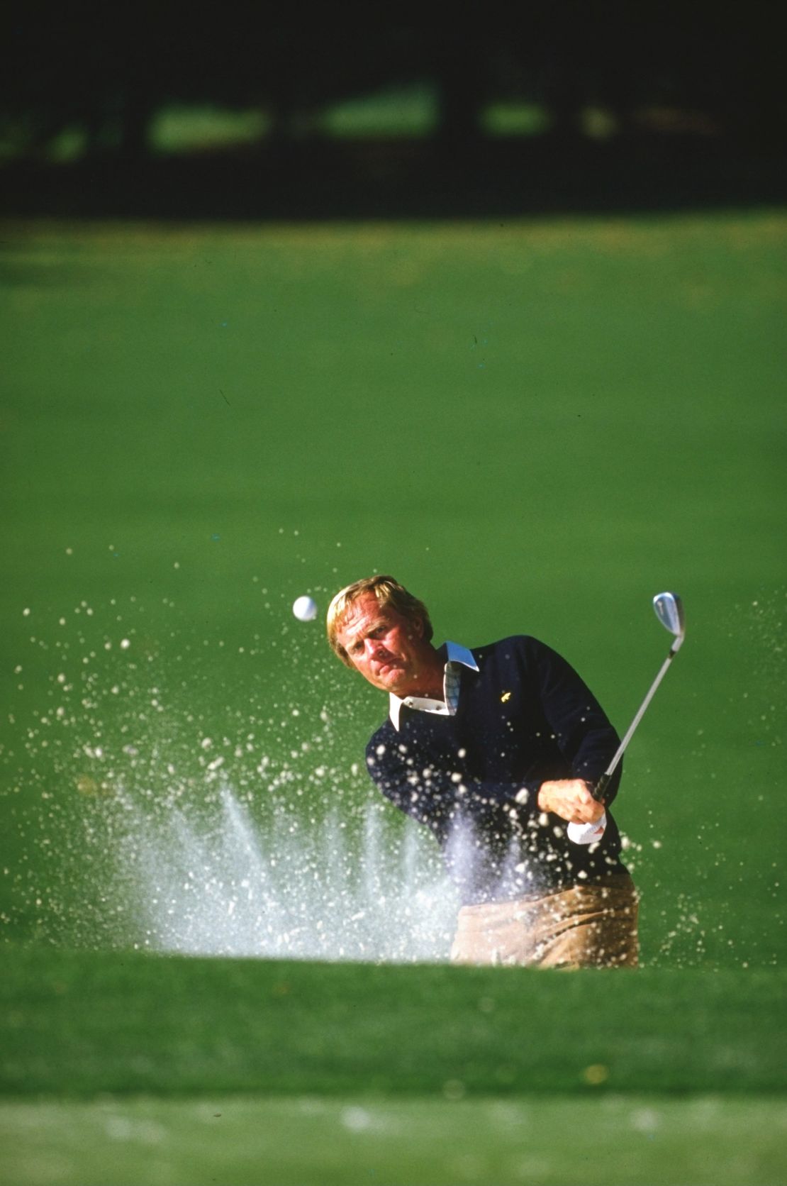 David Cannon took this image of Jack Nicklaus hitting out of a bunker at the 1986 Masters. 