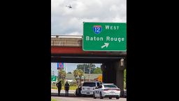 Baton Rouge Police block Airline Highway after police were shot on Sunday, July 17.