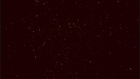 MeerKAT's First Light image. Each white dot represents the intensity of radio waves recorded with 16 dishes of the MeerKAT telescope in the Karoo desert. </p><p>More than 1,300 individual objects - galaxies in the distant universe - are seen in this image.