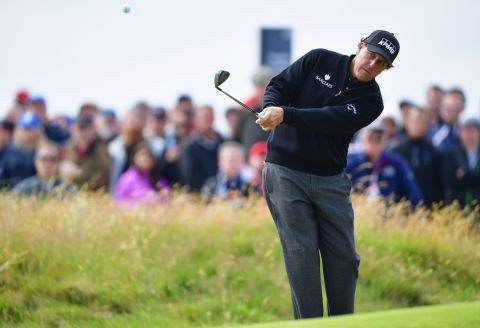 Mickelson had to use all his famed short game to stay in touch with the rampant Stenson at Royal Troon. 