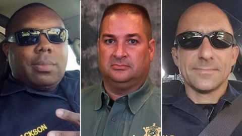 Slain officers, from left, Montrell Jackson, Brad Garafola and Matthew Gerald.