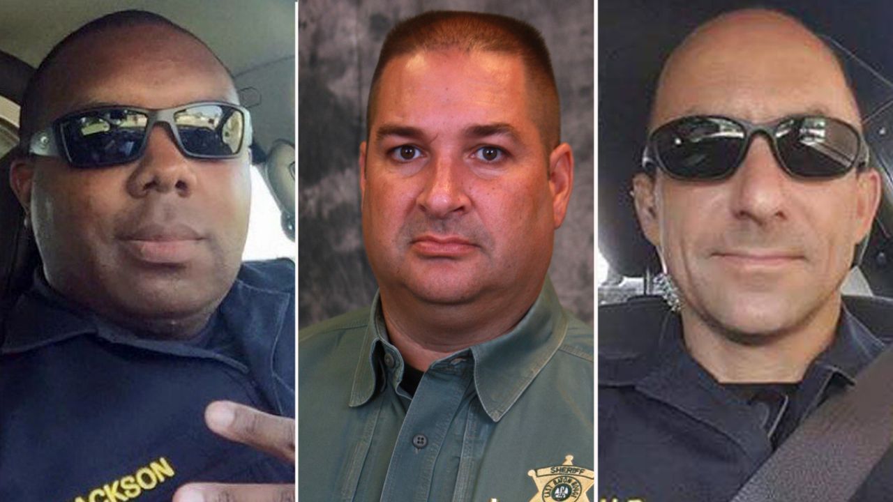 The three law-enforcement officers killed in Baton Rough, Louisiana, were, from left, Montrell Jackson,  Brad Garafola and Matthew Gerald.