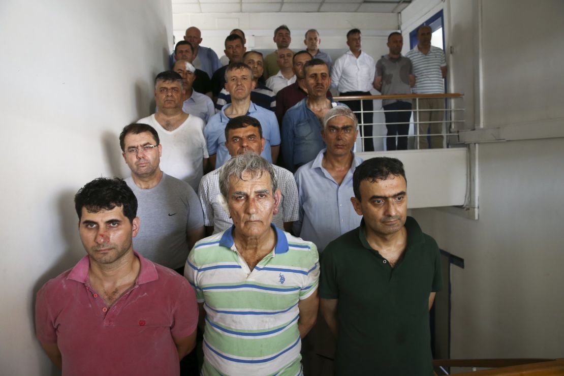 Some of the 27 men accused by the Erdogan government of having led Friday's failed coup in Turkey.