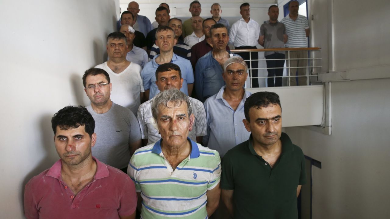 Some of the 27 men accused by the Erdogan government of having led Friday's failed coup in Turkey.