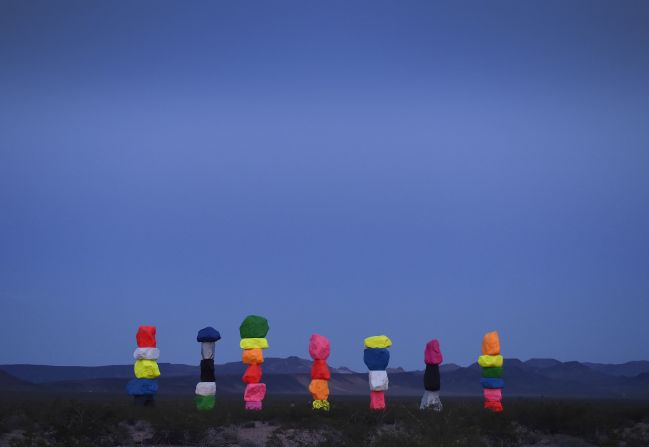 Swiss artist Ugo Rondinone certainly brightened up the Nevada desert with his <a href="http://sevenmagicmountains.com/" target="_blank" target="_blank">colorful stacked boulders</a>.