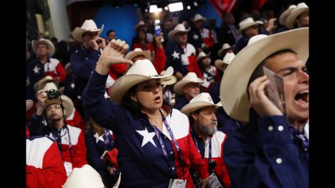 Delegates from Texas protest.