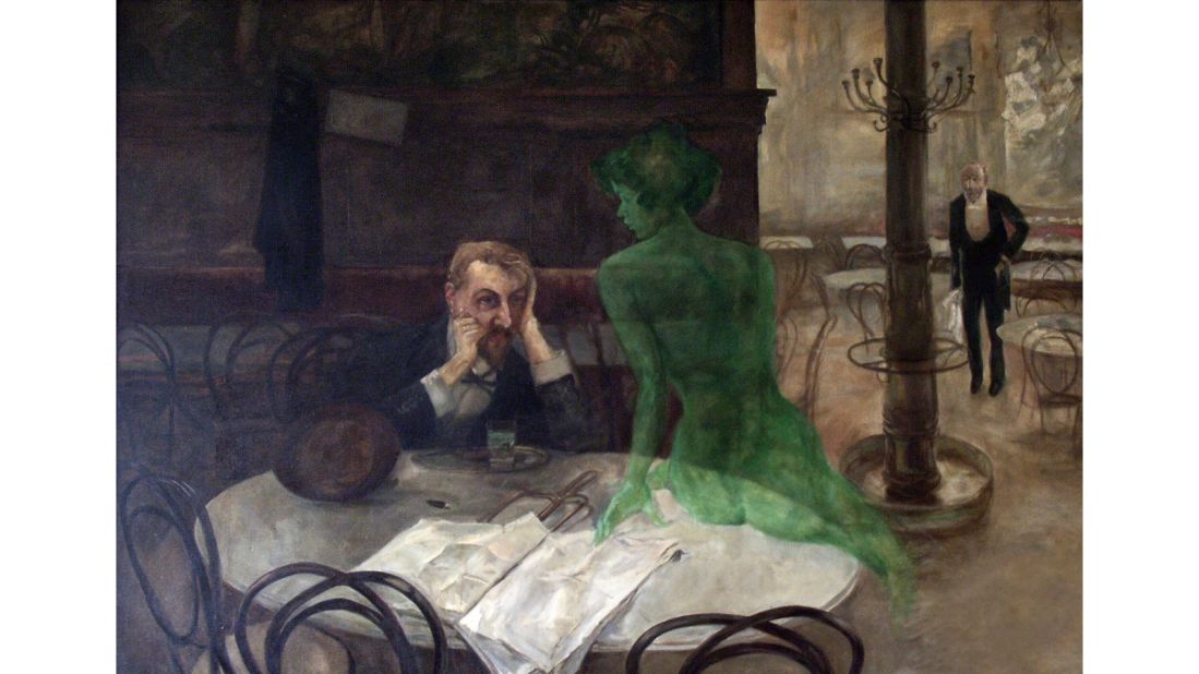 Czech painter and illustrator Oliva was primarily a graphic artist, but his most famous work is a painting that hangs in Café Slavia, one of his favourite haunts, to this day. Called "Absinthe Drinker", the painting depicts a man accompanied by the Green Fairy, a manifestation of absinthe and its intoxicating allure. The highly-alcoholic drink was popular in bohemian Paris in the late 19th and early 20th century, James Joyce, Ernest Hemingway and Vincent Van Gogh all supping on the green spirit.