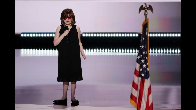 Marlana VanHoose performs the national anthem prior to Monday's evening session.