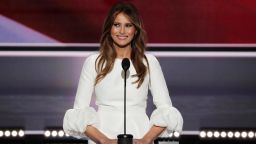 Melania Trump, wife of Presumptive Republican presidential nominee Donald Trump, delivers a speech on the first day of the Republican National Convention on July 18, 2016 at the Quicken Loans Arena in Cleveland, Ohio.