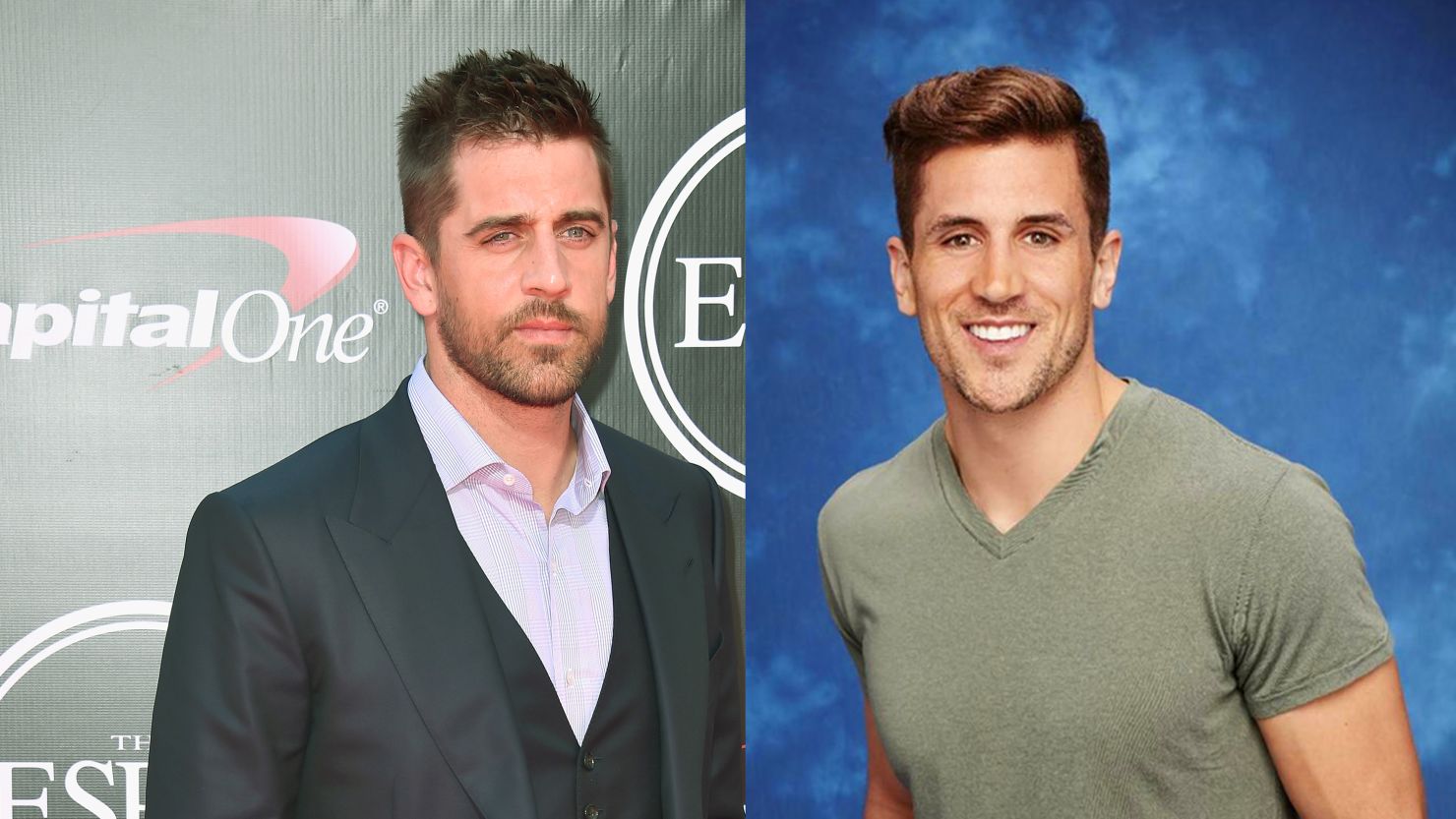 Quarterback Aaron Rodgers, left, says he's not watching his brother Jordan on "The Bachelorette."