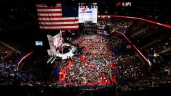CLEVELAND, OH - JULY 18: Delegates crowd the convention floor on the first day of the Republican National Convention on July 18, 2016 at the Quicken Loans Arena in Cleveland, Ohio. An estimated 50,000 people are expected in Cleveland, including hundreds of protesters and members of the media. The four-day Republican National Convention kicks off on July 18. (Photo by John Moore/Getty Images)
