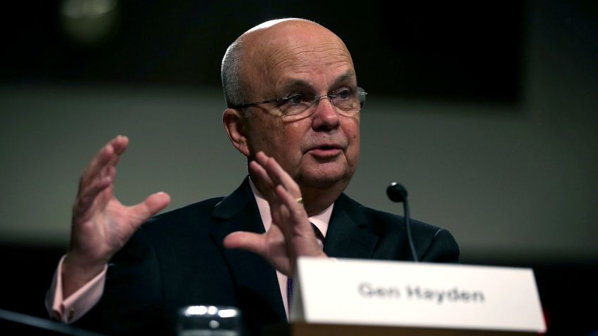 WASHINGTON, DC - AUGUST 04:  Former CIA Director Gen. Michael Hayden (Ret.) testifies during a hearing before Senate Armed Services Committee August 4, 2015 on Capitol Hill in Washington, DC. The committee held a hearing on the Joint Comprehensive Plan of Action (JCPOA) and the military balance in the Middle East.  (Photo by Alex Wong/Getty Images)