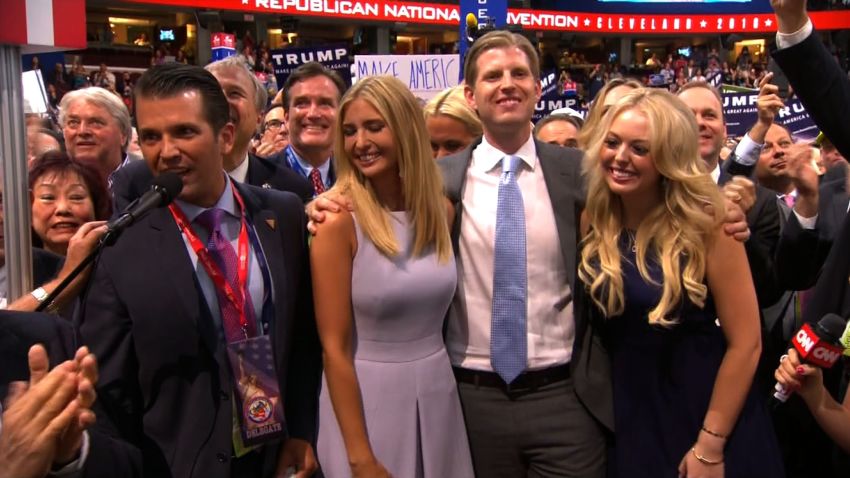 The family of Donald Trump celebrates as he clinches the Republican nomination