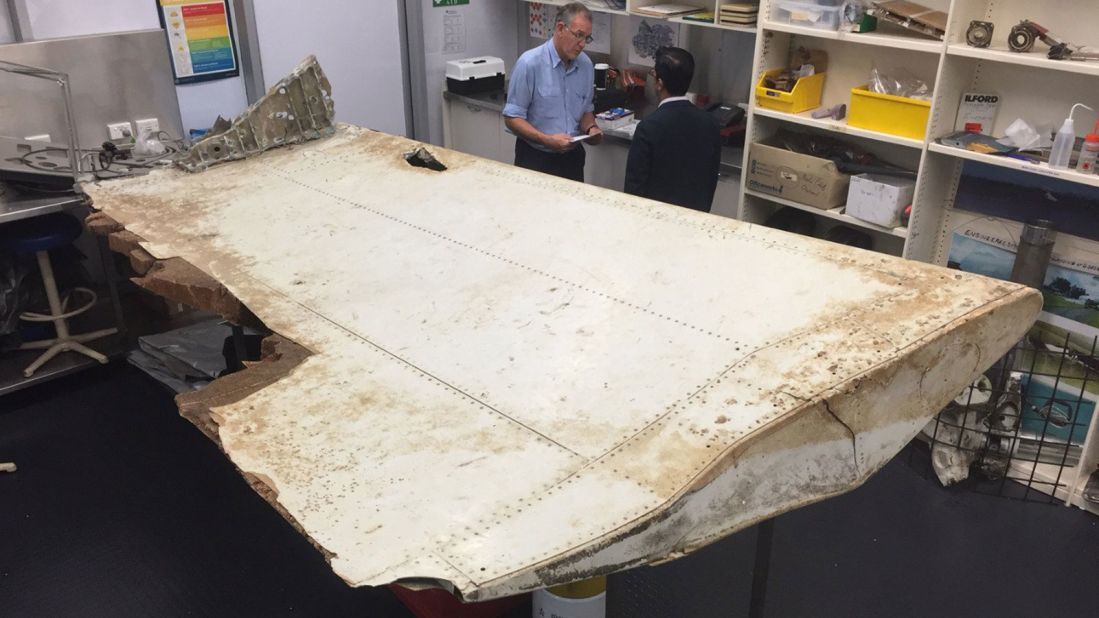 A piece of aircraft debris found in Tanzania in June 2016 and transported to Australia. The country's <a href="http://minister.infrastructure.gov.au/chester/releases/2016/September/dc116_2016.aspx" target="_blank" target="_blank">Infrastructure and Transport minister</a> said it was confirmed as coming from MH370 in September 2016.