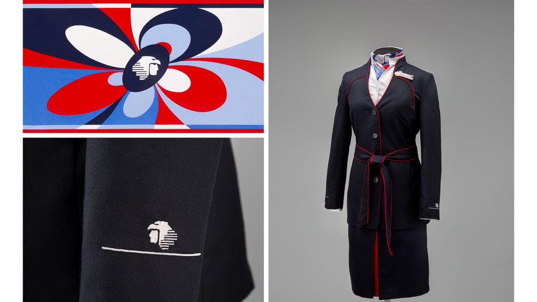 This 2008 Aeromexico uniform by Macario Jimenez resurrects the polyester suit, which can be worn in both skirt and pant versions.