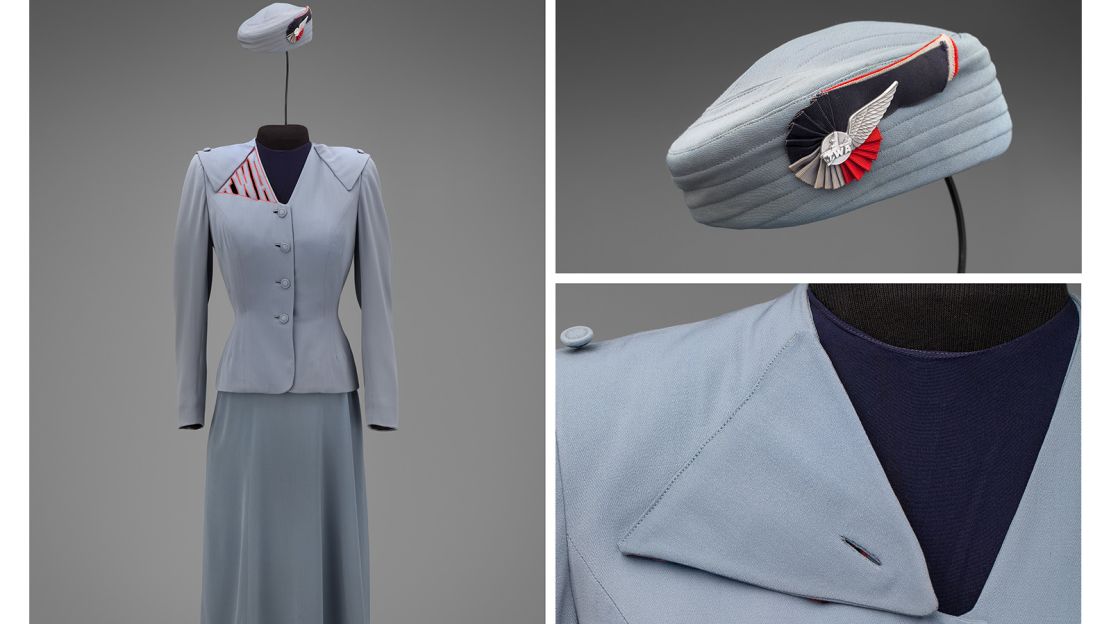 This look by Hollywood fashion designer Howard Greer featured TWA lettering on the shoulder.