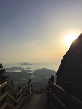 During the summer months, Mireuksan is a popular destination for sunset seekers.