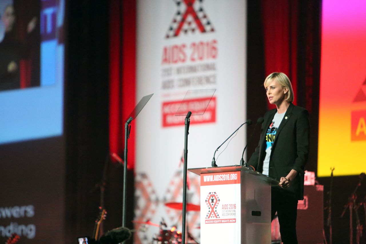 Charlize Theron speaks at official opening of the 21st International AIDS Conference (AIDS 2016), Durban, South Africa on July 18.