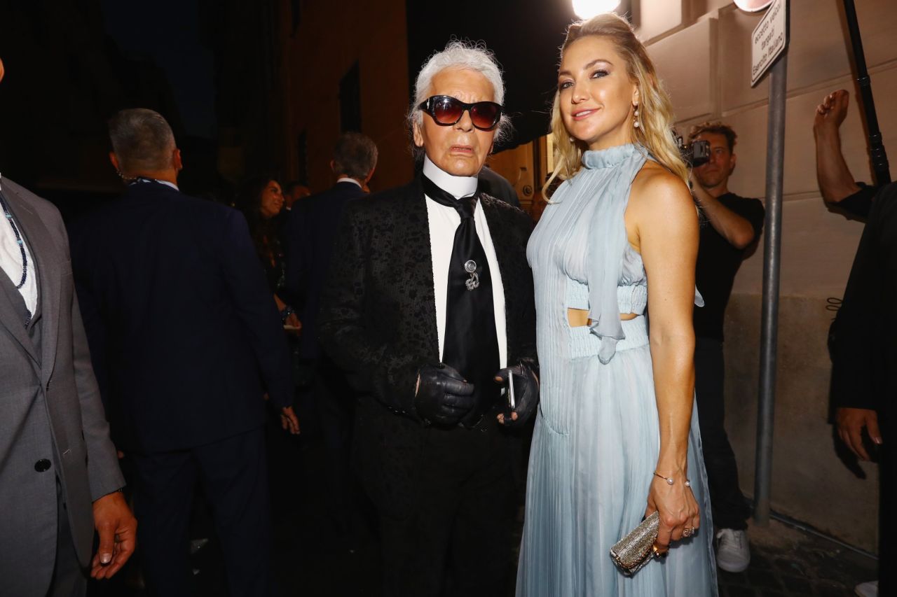 The front row was VIP-packed. Here Kate Hudson and Karl Lagerfeld pose after the show. 