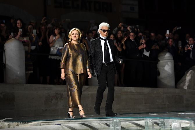Karl Lagerfeld and Silvia Venturini Fendi have known each other since Silvia was a little girl. They are close creative collaborators at Fendi. 