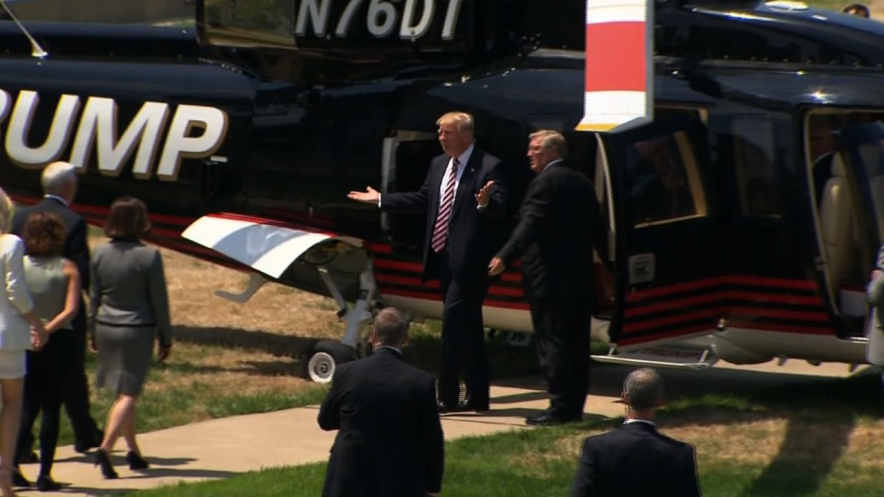 Donald Trump makes grand arrival in Cleveland