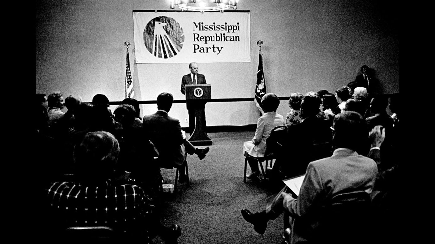 Ford addresses the uncommitted Mississippi delegation during the GOP convention. "Ford was personally on hand in the effort to get delegates," Kennerly said.