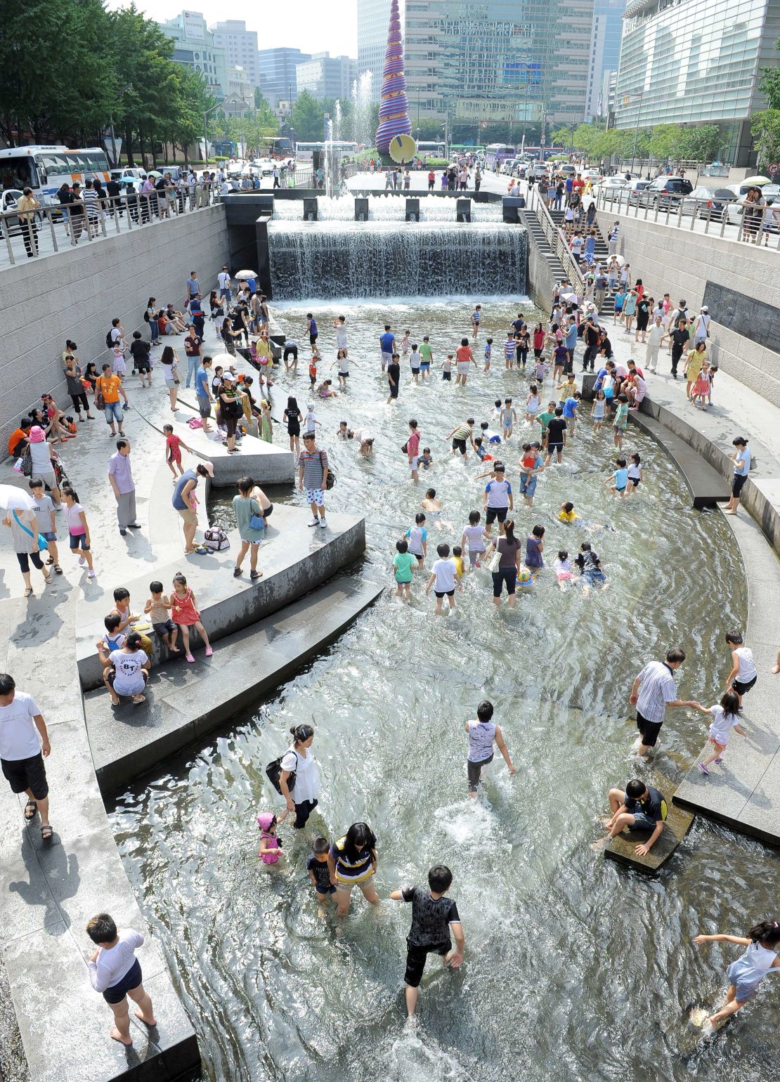 Seoul's Cheonggyecheon Stream has been transformed into an urban oasis.
