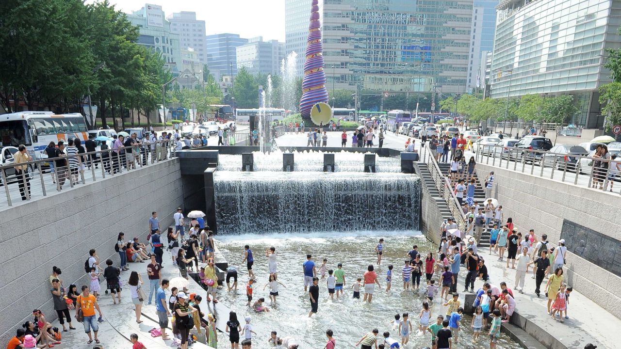 Seoul's Cheonggyecheon Stream has been transformed into an urban oasis.