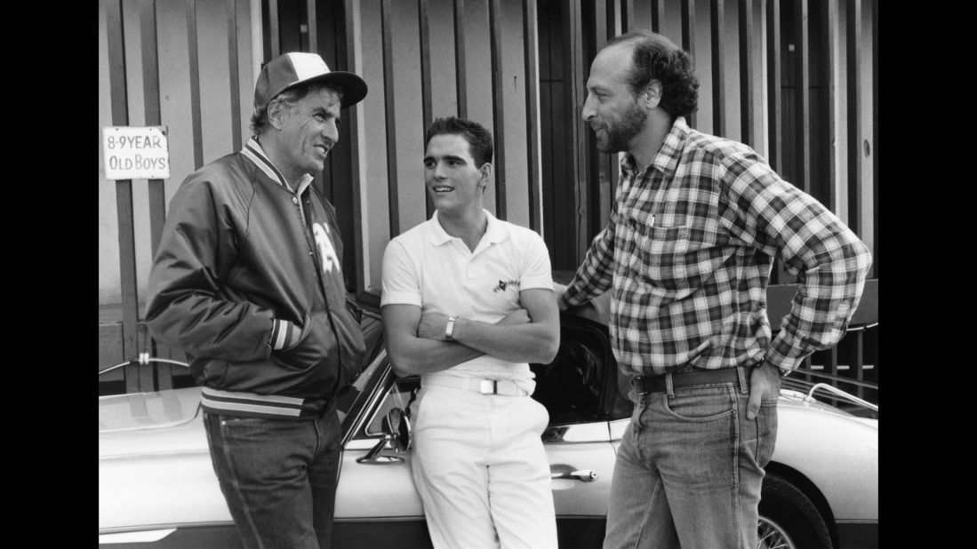 Marshall, left, talks with actor Matt Dillon, center, and producer Michael Phillips between takes of "The Flamingo Kid" in 1984.