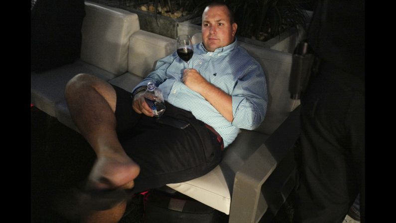 A party-goer enjoys an event hosted by BuzzFeed called Red, White and Blacklisted. It was for the media outlets blacklisted by the Trump campaign.