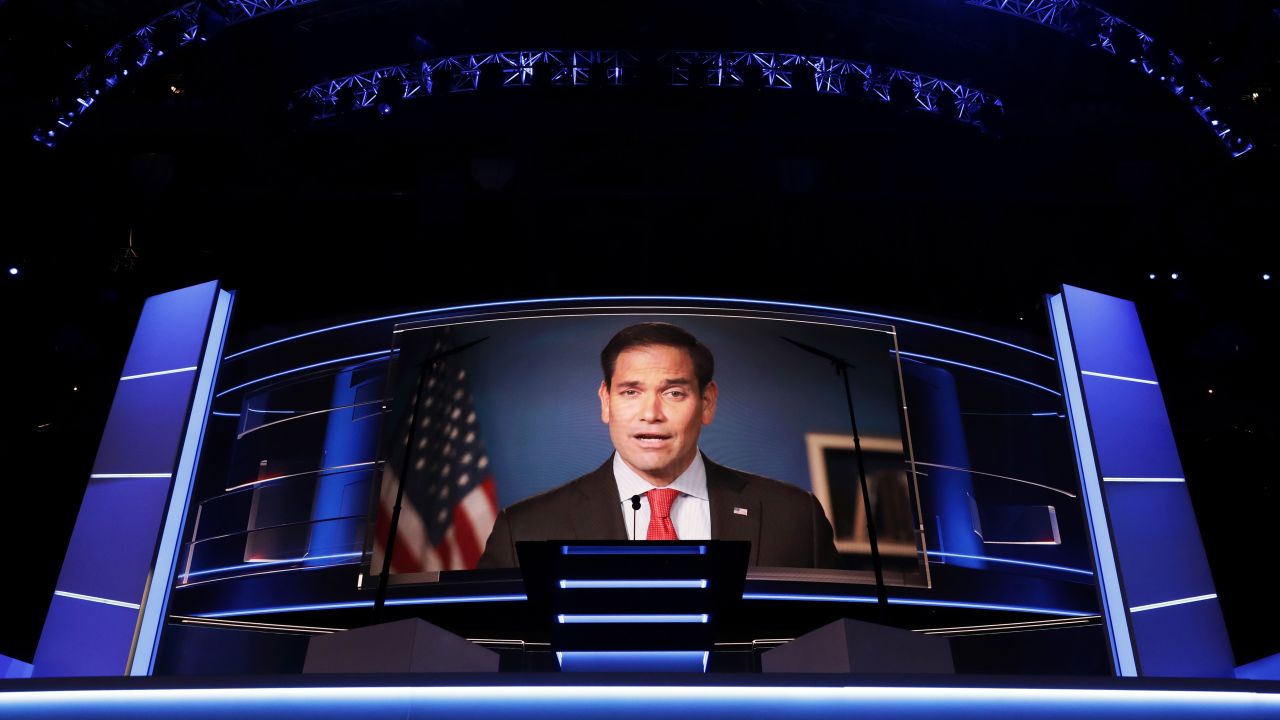 U.S. Sen. Marco Rubio, another one of Trump's primary opponents, delivers a video message.