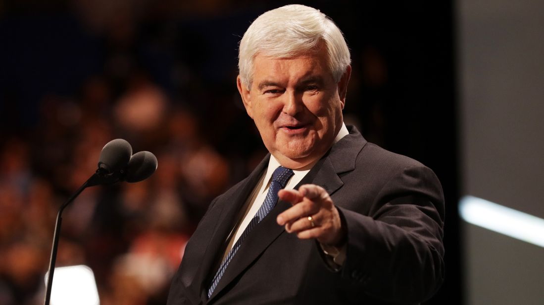 Former House Speaker Newt Gingrich delivers a speech on Wednesday.