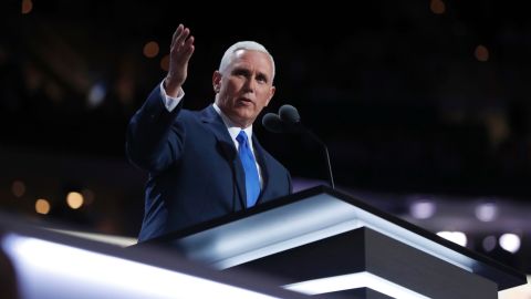 "I'm a Christian, a conservative and a Republican, in that order," Pence told the crowd.