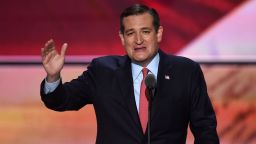 US Senator Ted Cruz of Texas speaks on the third day of the Republican National Convention in Cleveland, Ohio, on July 20, 2016.