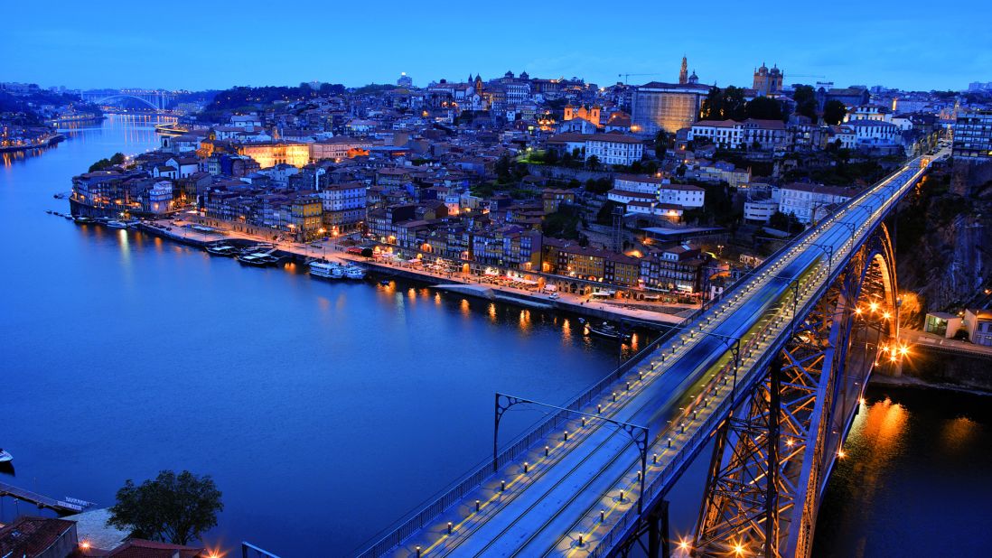 The upper deck of Dom Luis I Bridge presents a stunning view of Porto, the biggest city in northern Portugal.