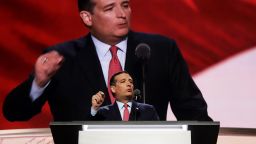 CLEVELAND, OH - JULY 20:  Sen. Ted Cruz (R-TX) delivers a speech on the third day of the Republican National Convention on July 20, 2016 at the Quicken Loans Arena in Cleveland, Ohio. Republican presidential candidate Donald Trump received the number of votes needed to secure the party's nomination. An estimated 50,000 people are expected in Cleveland, including hundreds of protesters and members of the media. The four-day Republican National Convention kicked off on July 18.  (Photo by Chip Somodevilla/Getty Images)