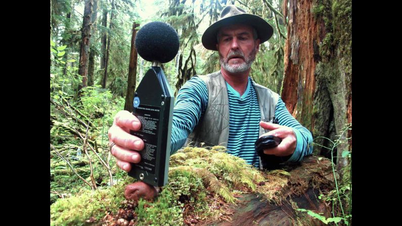 "Gordon Hempton won an Emmy for his recordings of natural sound and considers Olympic National Park in his backyard to be one of the 'last quiet places on earth,'" wrote Woods. "In an effort to preserve that quiet, he started a noise control project built around a spot in the Hoh Rain Forest that he dubbed 'One Square Inch of Silence.' During a visit to Olympic, I hiked with Hempton to the spot and camped one rainless night in the rain forest."<br />