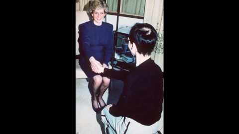 Princess Diana shook hands with a man with AIDS at Middlesex Hospital in London in April 1987.