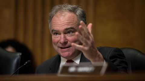 U.S. Sen. Tim Kaine, a Democrat from Virginia, questions witnesses during a Foreign Relations Committee hearing on May 26. 