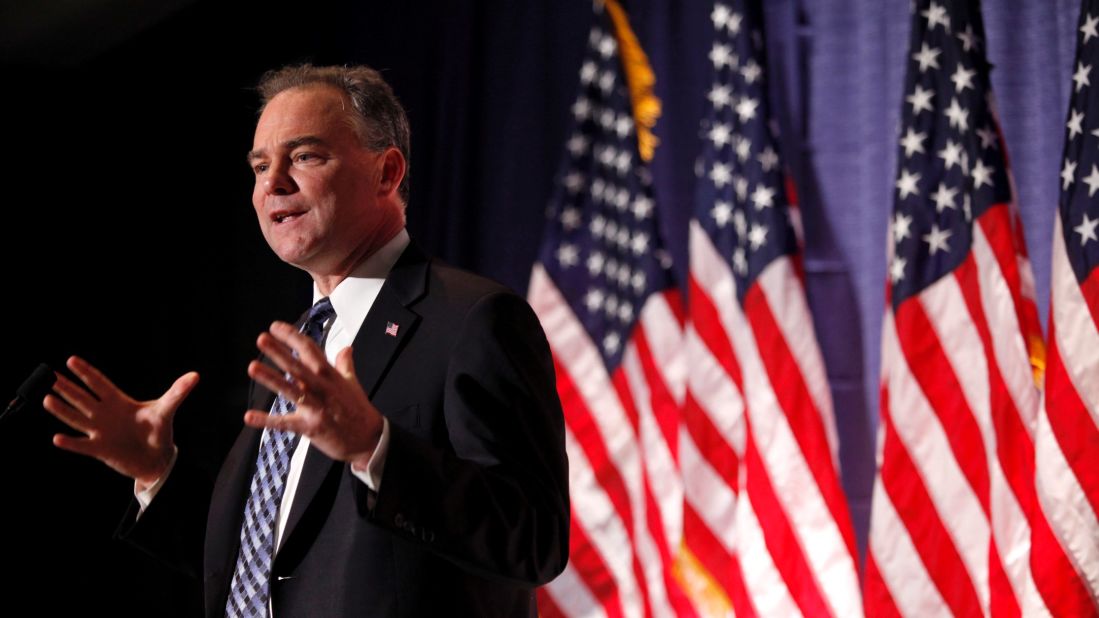 Kaine, as chairman of the Democratic National Committee, speaks at the University of Pennsylvania in 2010. Kaine served as the committee's chairman from January 2009 to April 2011.