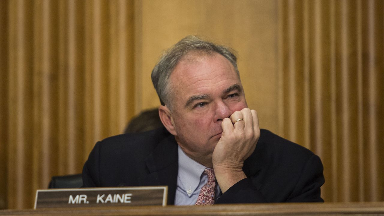 Kaine attends a hearing of the Senate Foreign Relations Committee in 2015.