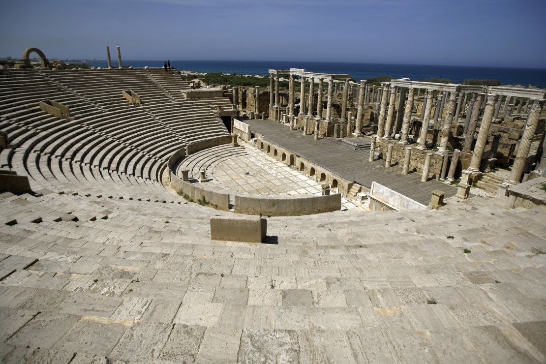File photograph of the amphitheatre at Leptis Magna, located in the Libyan coastal city of Lebda.