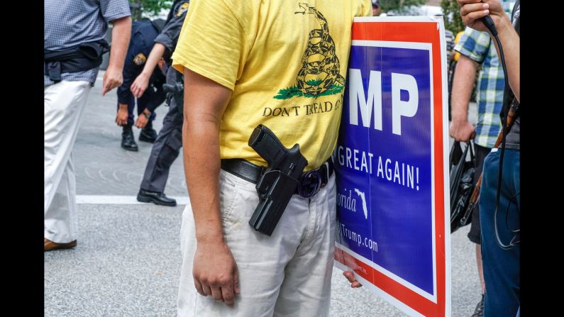 "Open carry" gun laws allow Ohio's licensed firearm owners to wear their weapons in public. With the exception of a small "secure zone" inside and around the arena, people are legally permitted to walk around the city with any firearm not explicitly banned by the state.