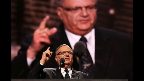 Maricopa County Sheriff Joe Arpaio delivers a speech on the fourth day of the Republican National Convention on July 21, 2016 at the Quicken Loans Arena in Cleveland, Ohio.