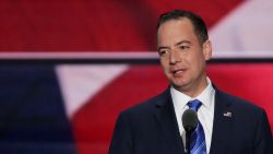 Reince Priebus, chairman of the Republican National Committee, delivers a speech during the evening session on the fourth day of the Republican National Convention on July 21, 2016 at the Quicken Loans Arena in Cleveland, Ohio. Republican presidential candidate Donald Trump received the number of votes needed to secure the party's nomination. An estimated 50,000 people are expected in Cleveland, including hundreds of protesters and members of the media. The four-day Republican National Convention kicked off on July 18. (Photo by Alex Wong/Getty Images)