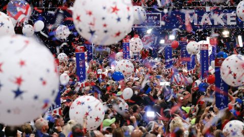 Confetti falls at the end of Trump's acceptance speech.