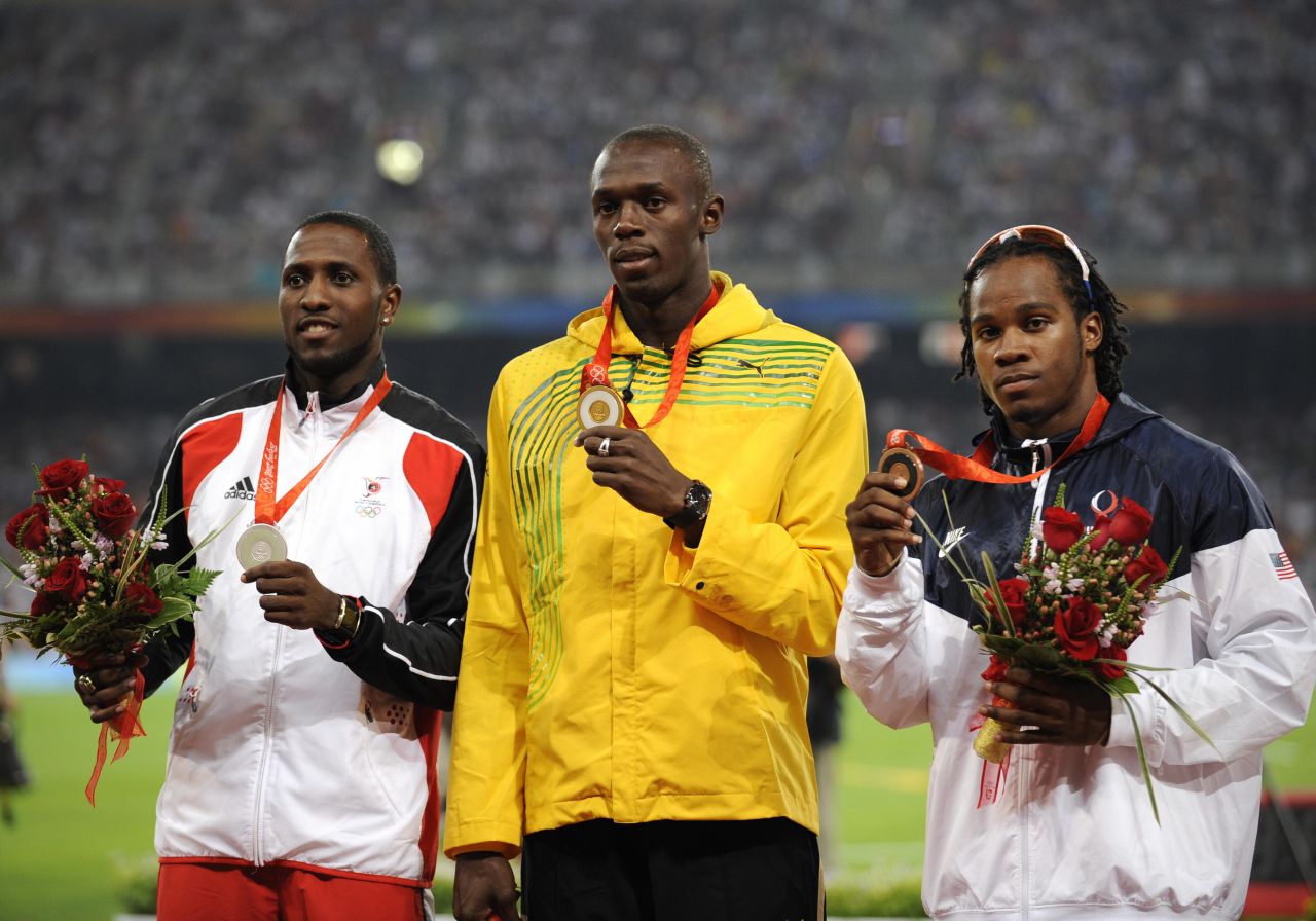 Usain Bolt won the first of his six Olympic gold medals in the 100m at Beijing 2008, crossing the line ahead of Trinidad and Tobago's Richard Thomson and USA's Walter Dix.