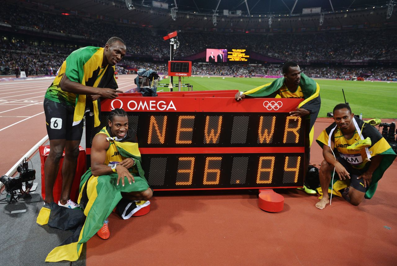 Bolt's historic "double-triple" sweep of gold medals was complete after winning the 4x100m relay with teammates Blake, Carter and Frater, recording the current world record of 36.84s in the process.